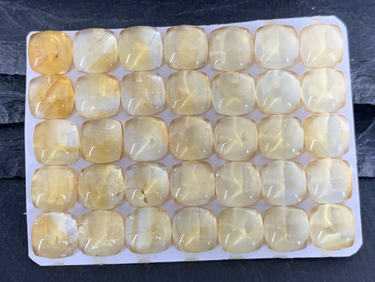 Citrine square cushion 10mm cabochon - Calibrated cabochons