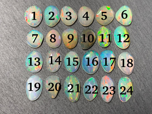 Faceted Ethiopian Opal 9-10mm long cabochon