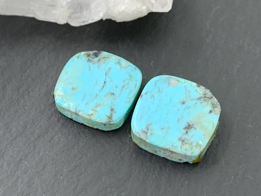 Tibetan Turquoise Pair 12.5mm Cabochon - Hand Cut Cabochon