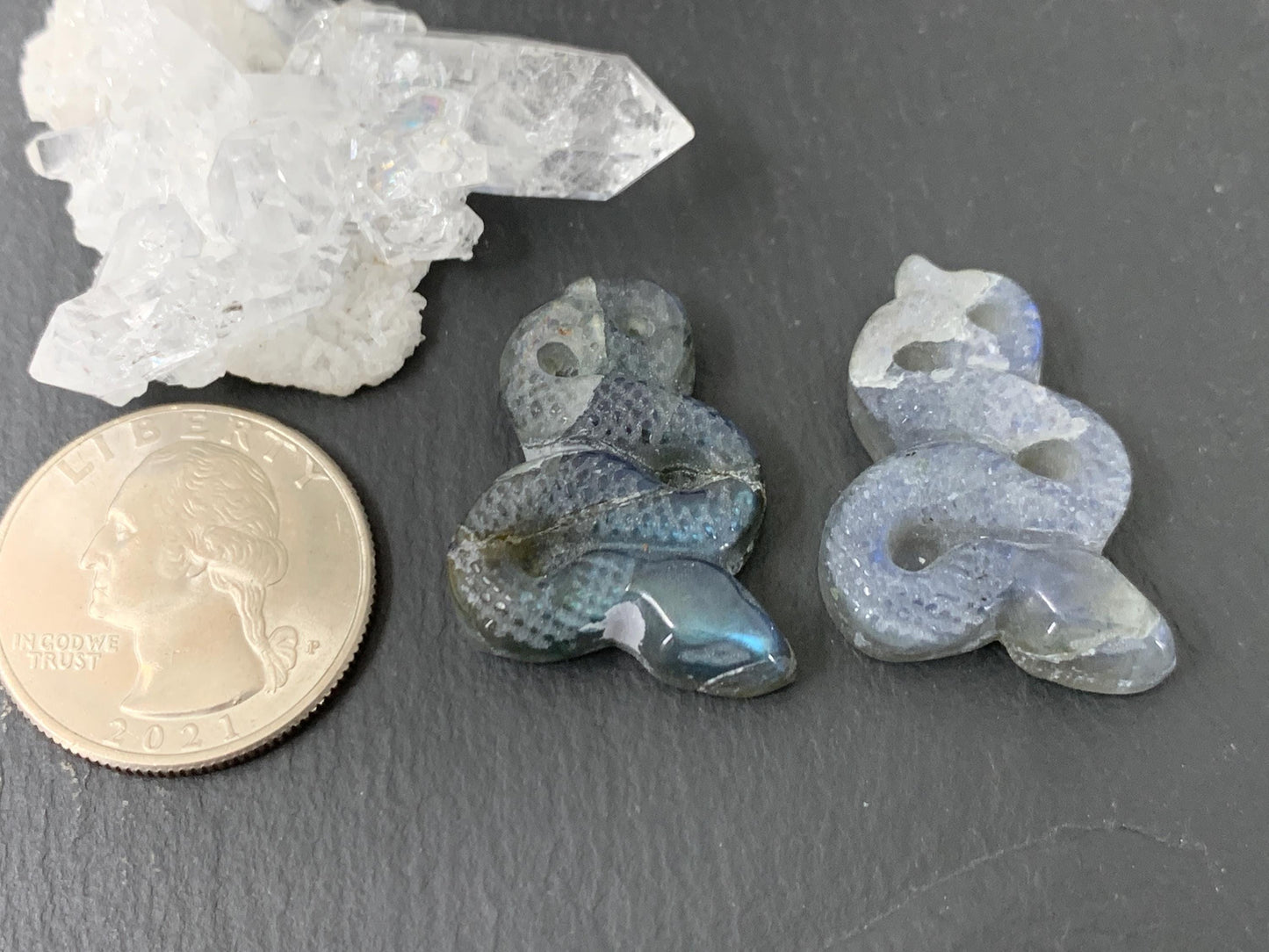 Discounted Labradorite snake cabochon - Snake carving