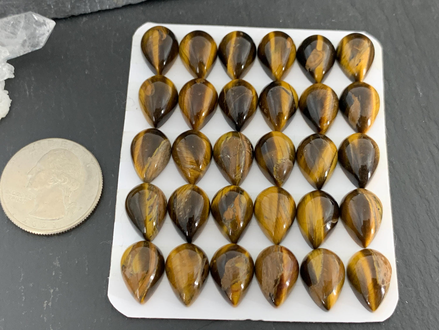 Tiger Eye pear 10x14mm Cabochon - Calibrated cabochons