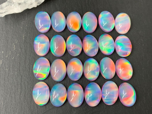 Aurora Opal oval 10x14mm cabochons - Doublet cabochons