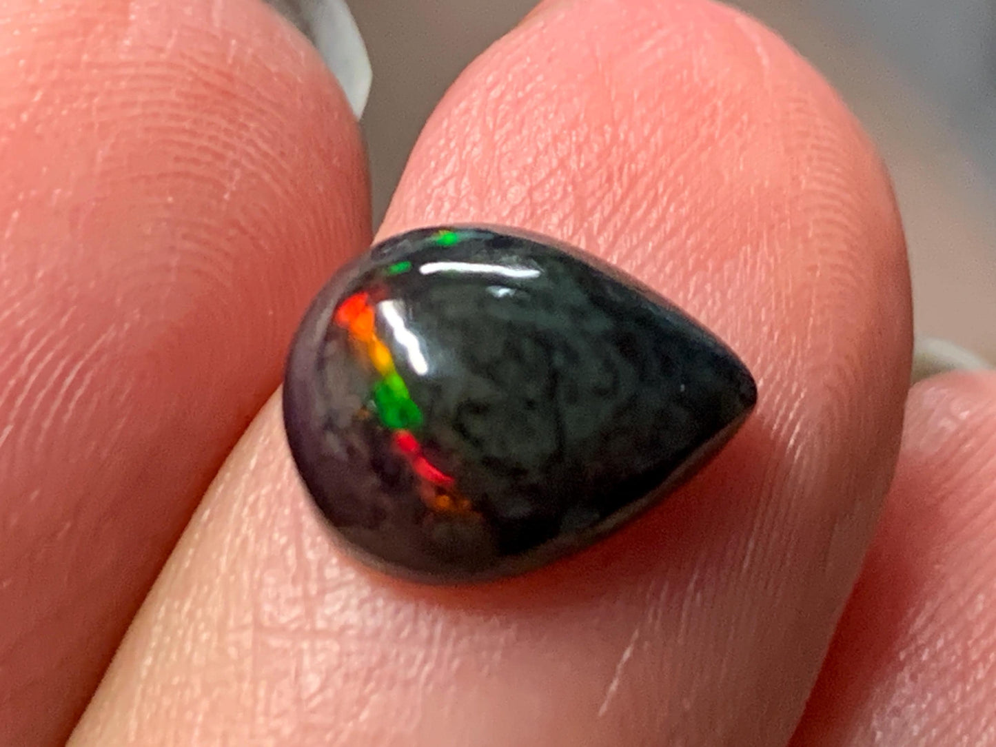 Natural Ethiopian Black Opal 8x10x4.5mm cabochon