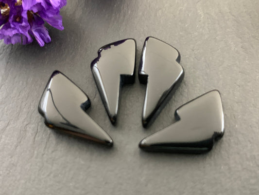 Black Onyx lightning bolt pair 11x20mm cabochon