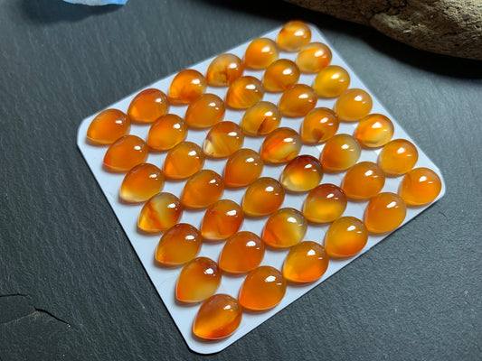 Carnelian pear 8x10mm cabochon- Calibrated Carnelian