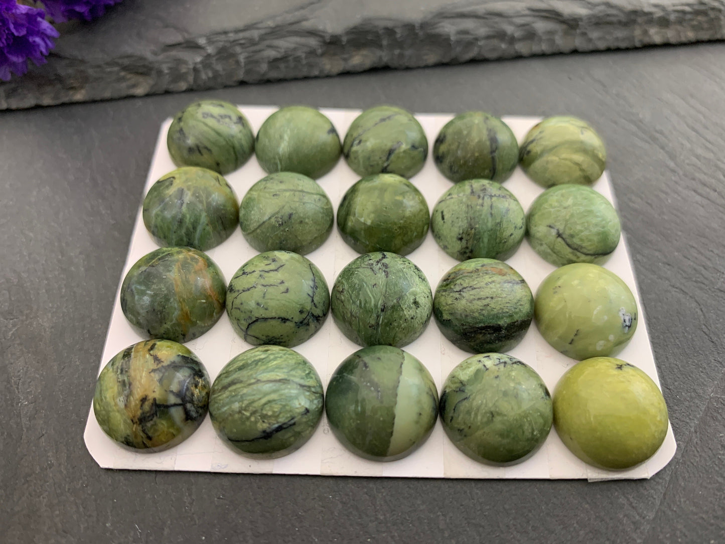 Natural Green Opal 15mm Cabochon - Calibrated Round 15mm