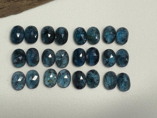 Faceted Moss Kyanite oval pair 10x14mm cabochon
