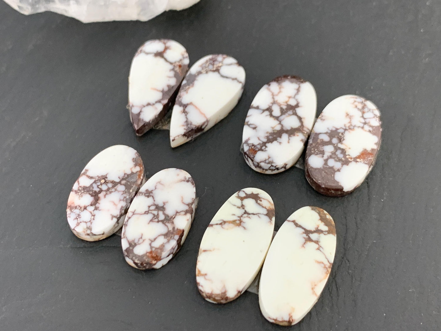 Wild Horse Jasper 19-22mm long cabochon pair