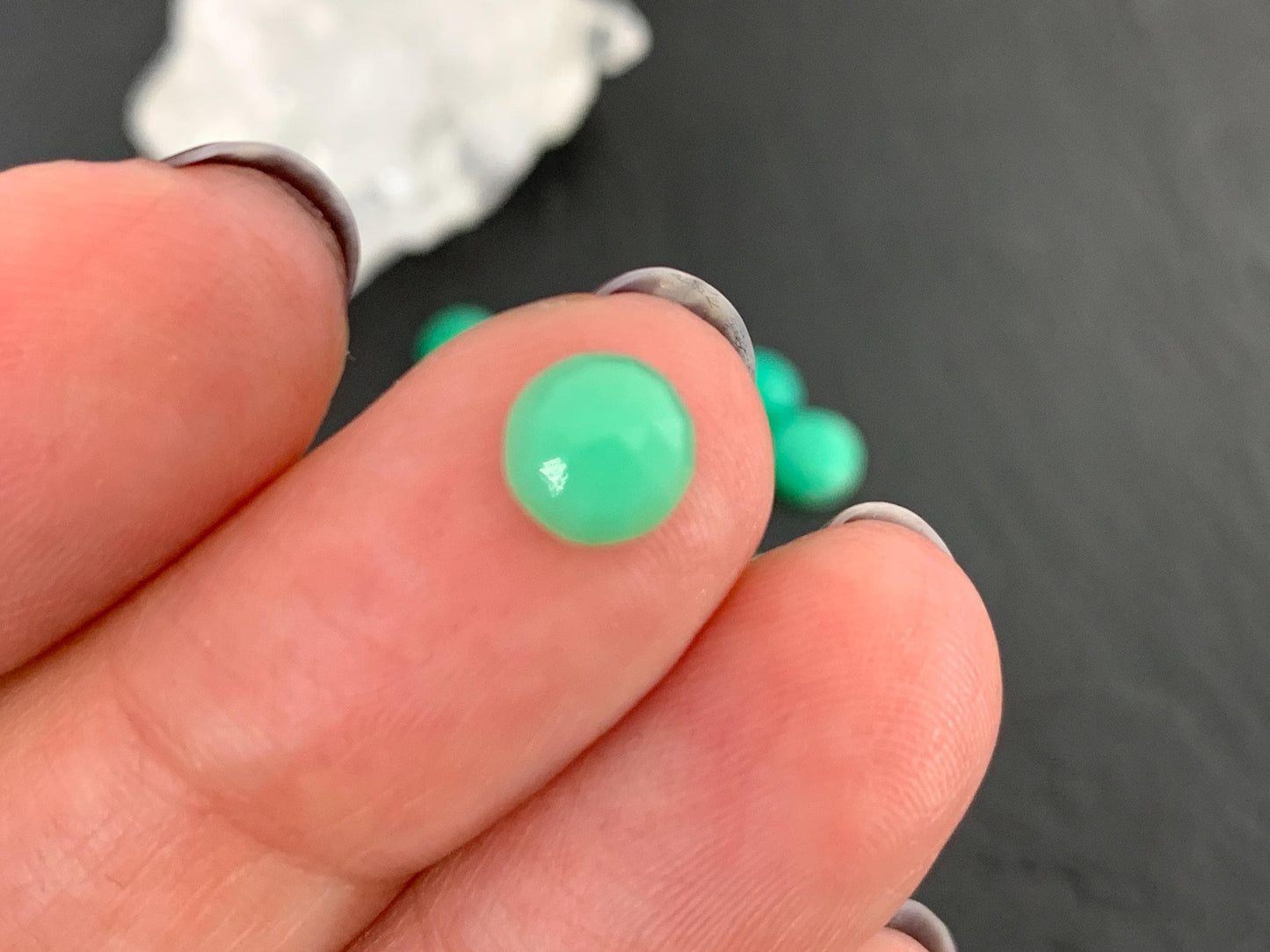 Faceted Chrysoprase round 6mm cabochon