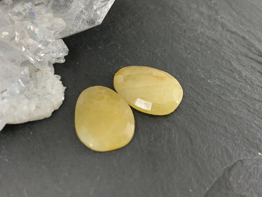 Faceted Yellow Sapphire pair 10x13x25mm cabochon