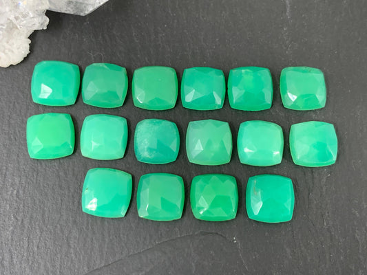 Faceted Chrysoprase square 10mm cabochon