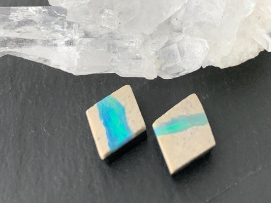 Australian Opal doublet 8x11x3mm pair of cabochons