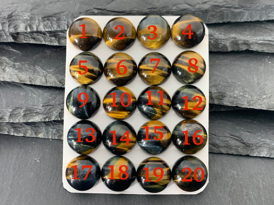 Tiger eye round 15mm cabochon - Calibrated cabochons