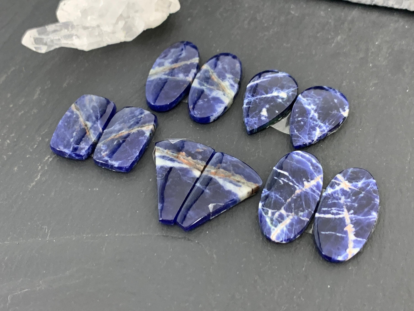 Natural Sodalite pair 18-24mm long cabochon - Select your pair of cabochons