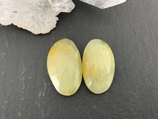 Faceted Yellow Sapphire pair 10x16x3.5mm cabochon