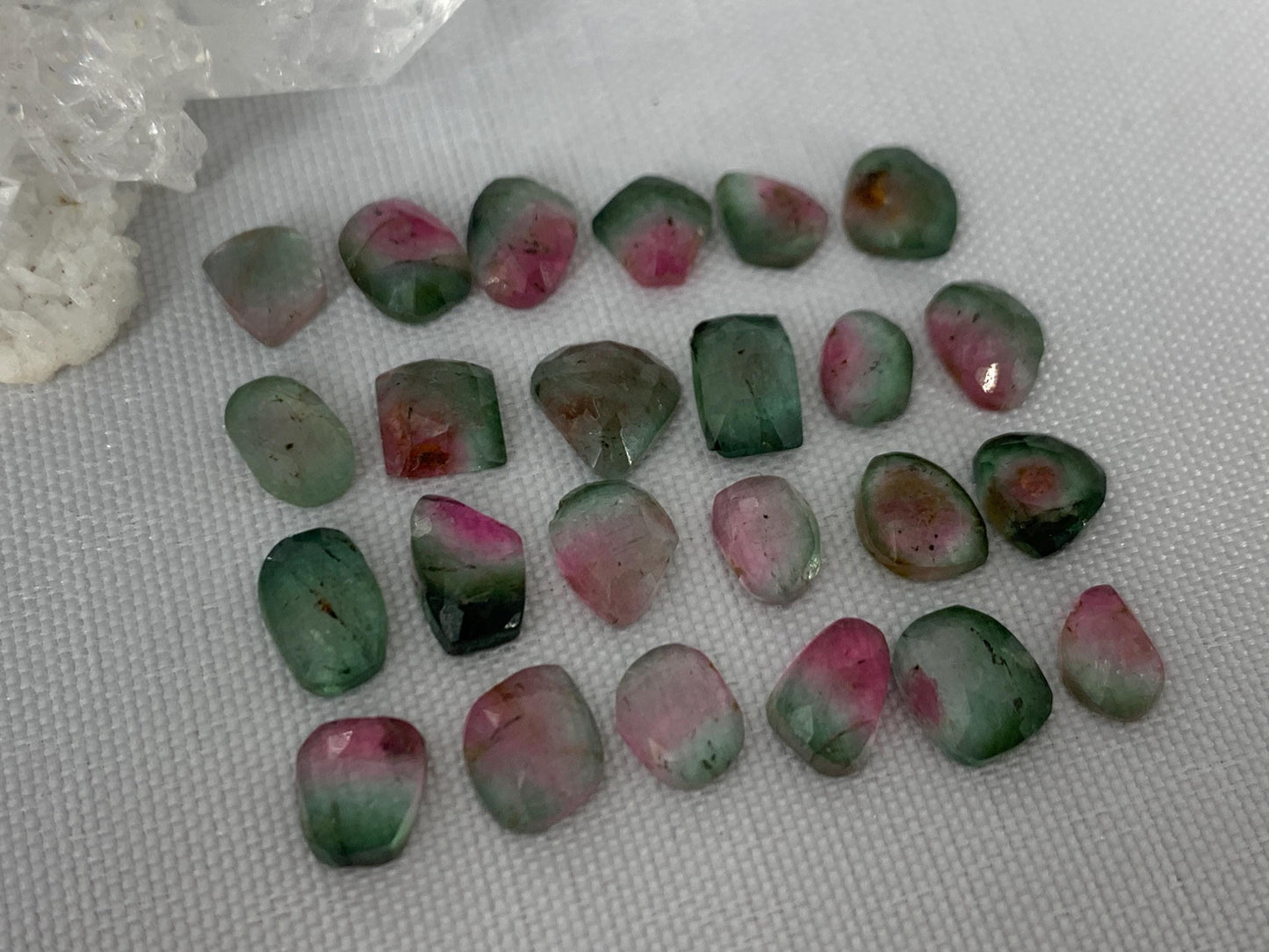 Discounted Faceted Watermelon Tourmaline 5-7mm long cabochon- Second Quality cabochons