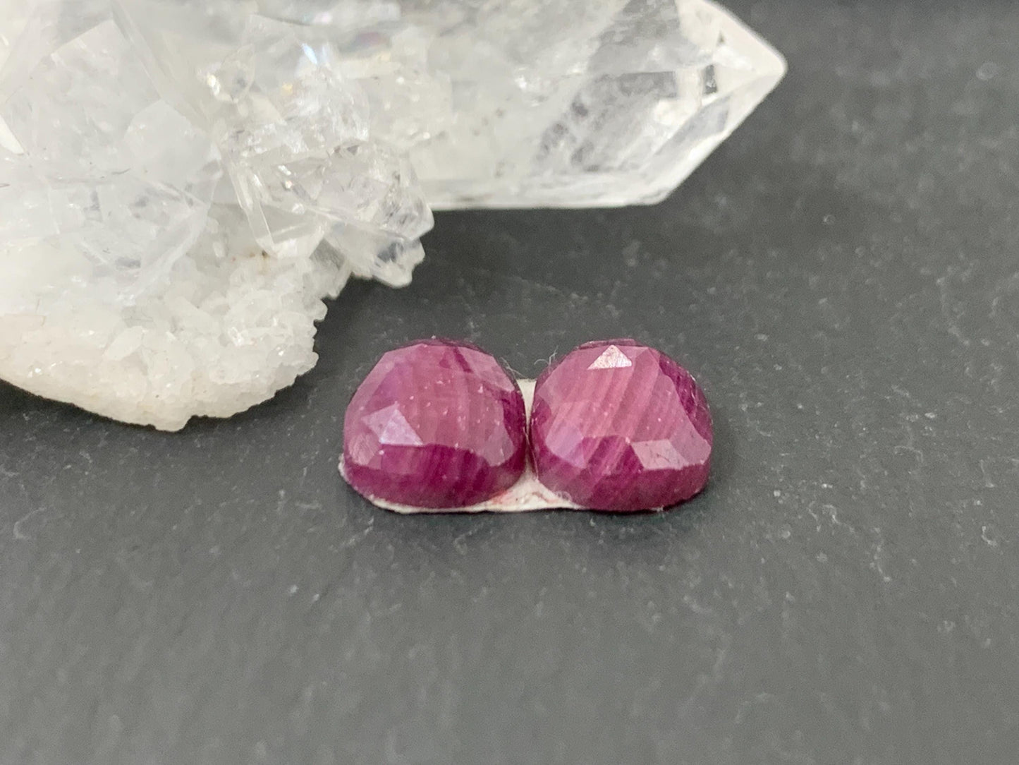 Faceted Ruby pair 6x8x3mm cabochon