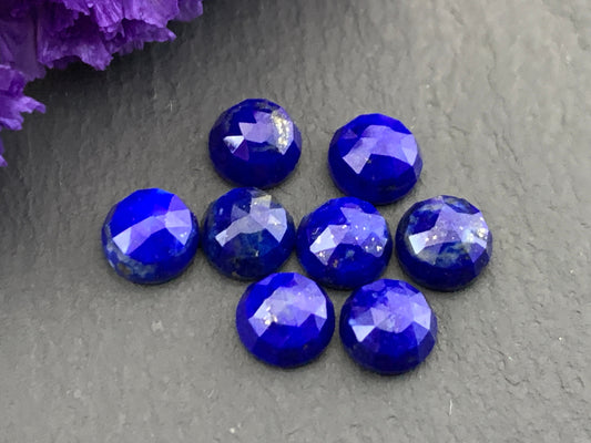 Faceted  Lapis Lazuli round 6mm cabochon - Calibrated cabochons
