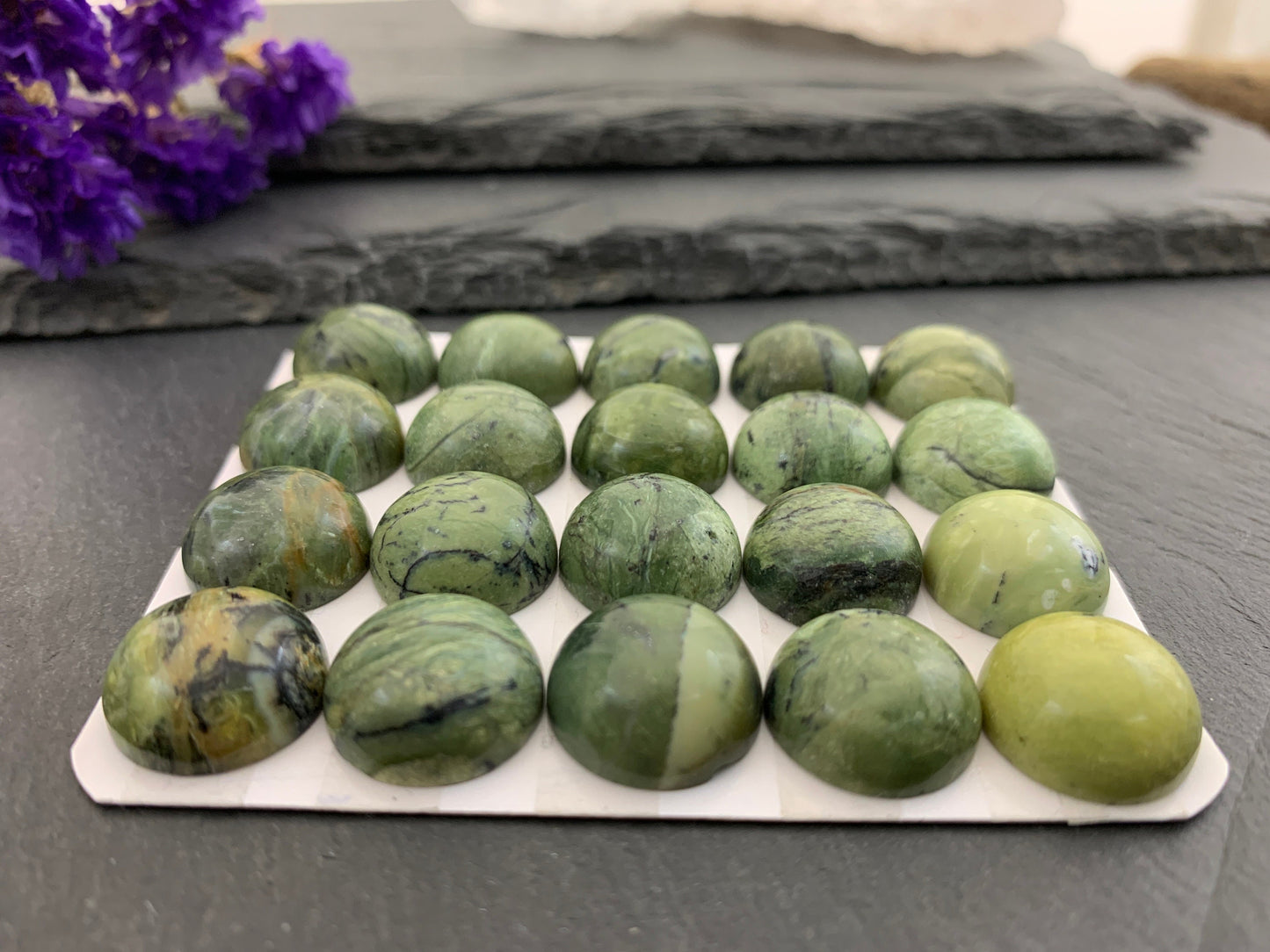 Natural Green Opal 15mm Cabochon - Calibrated Round 15mm