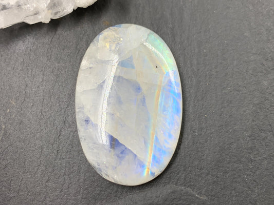Rainbow Moonstone oval 38x25x7mm cabochon