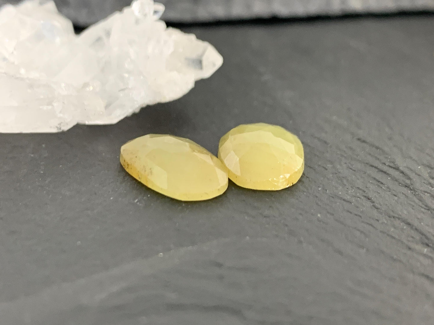 Faceted Yellow Sapphire pair 10x16x4mm cabochon