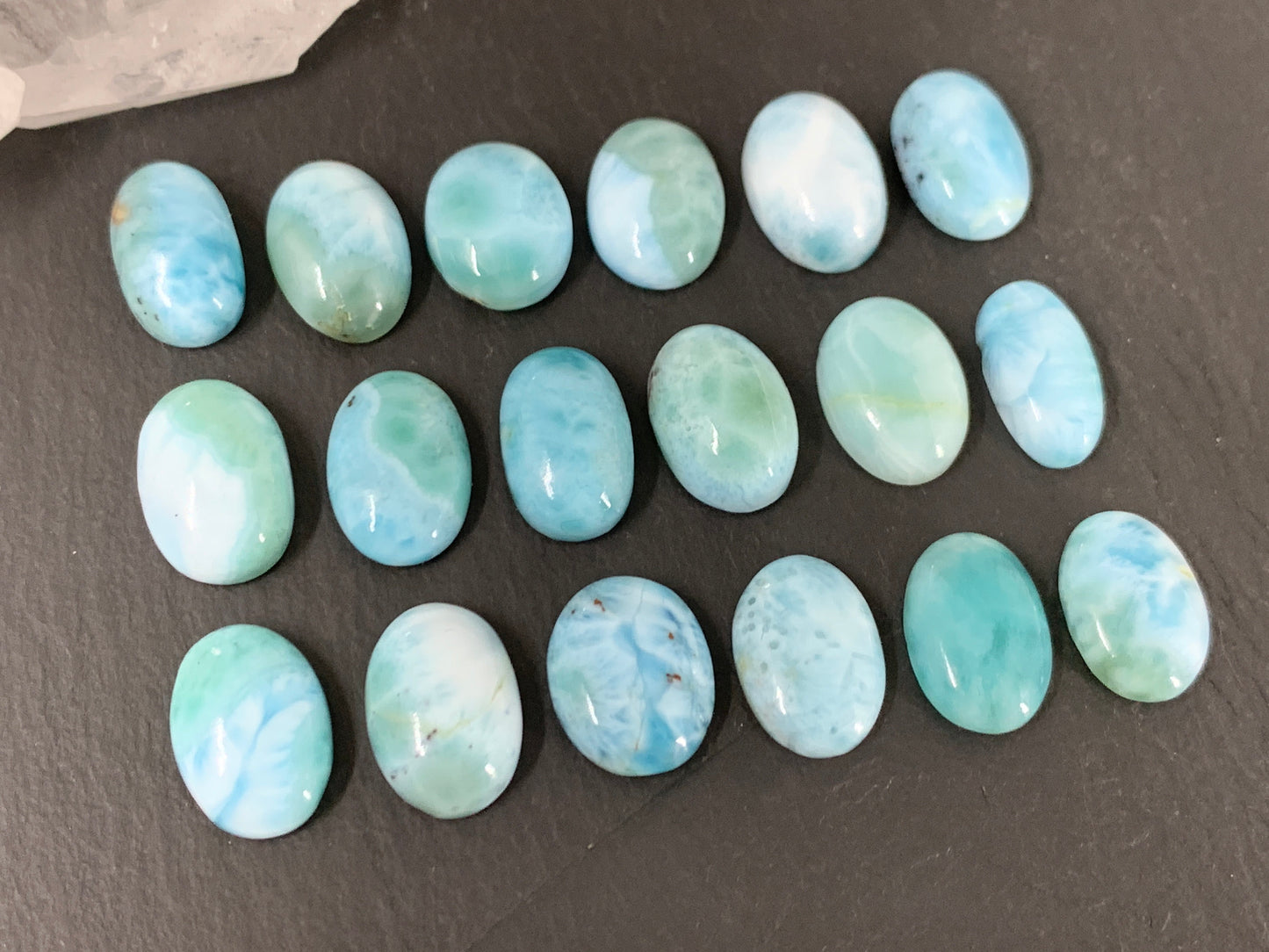 Larimar oval 14mm long cabochon