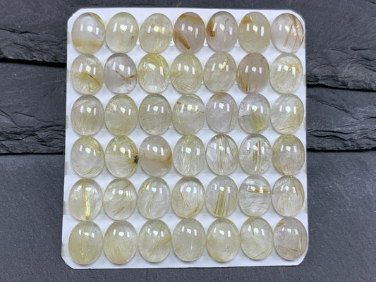 Rutilated Quartz oval 8x10mm cabochon - Calibrated cabochons