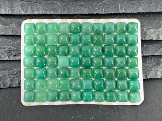 Green Aventurine Cabochon - Natural 6mm Square Cushion Gemstone for Jewelry Making