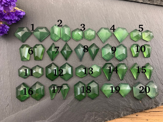 Faceted Serpentine pair cabochon