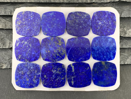 Flat Lapis Lazuli Cabochon - Natural Square Cushion 18x18mm Flat Calibrated Gem