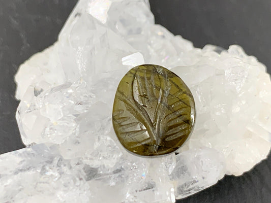 Carved Tourmaline 10x11x25mm cabochon