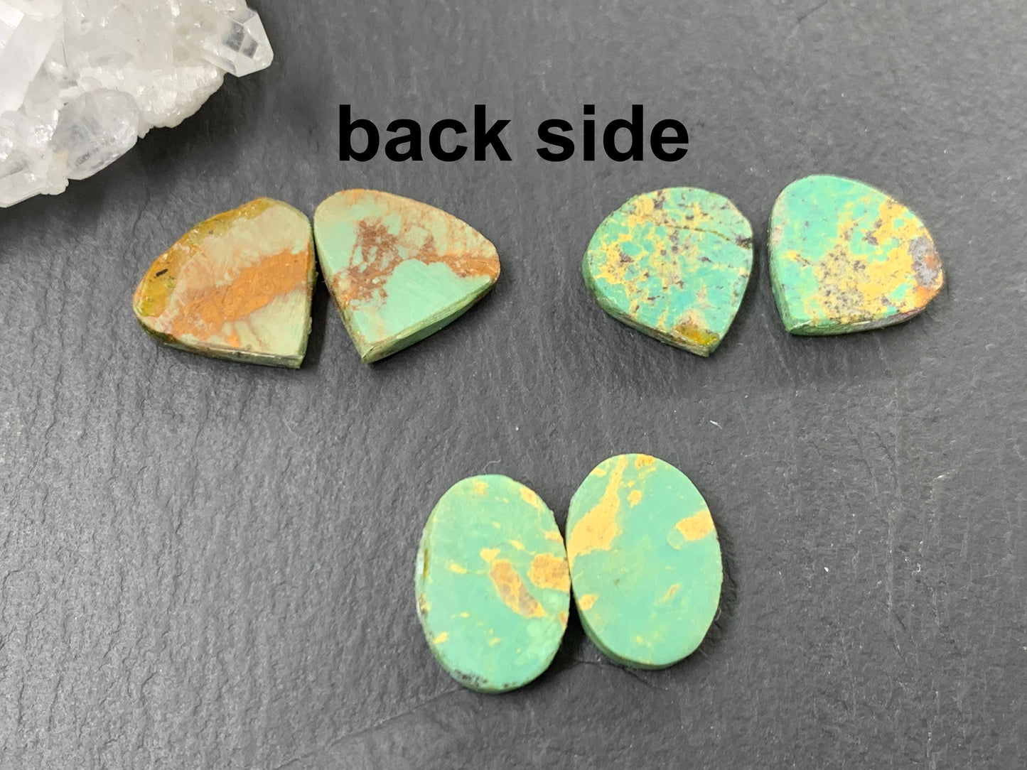 Tibetan Turquoise Pair 13-14mm long Cabochon - Hand Cut Cabochon