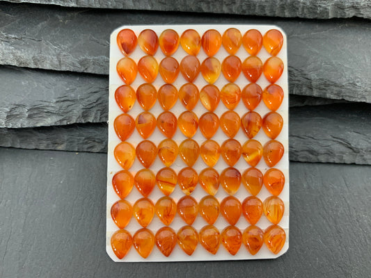 Carnelian pear 6x8mm cabochon - Calibrated cabochons