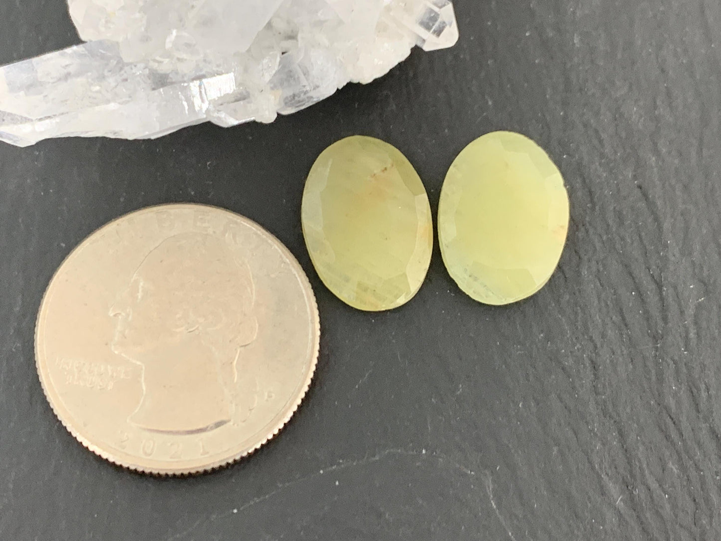 Faceted Yellow Sapphire pair 11x16x3mm cabochon