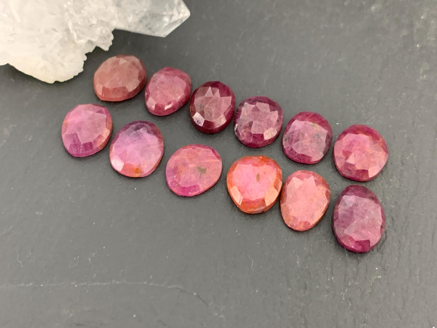 Faceted Ruby 10-12mm long Cabochon