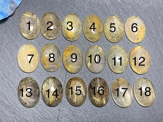 Gold Rutilated Quartz oval 13x18mm cabochon - Calibrated cabochons