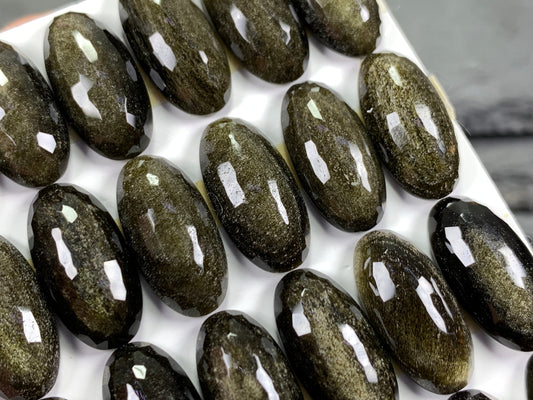Gold Obsidian oval 10x20mm cabochon -  Calibrated cabochons
