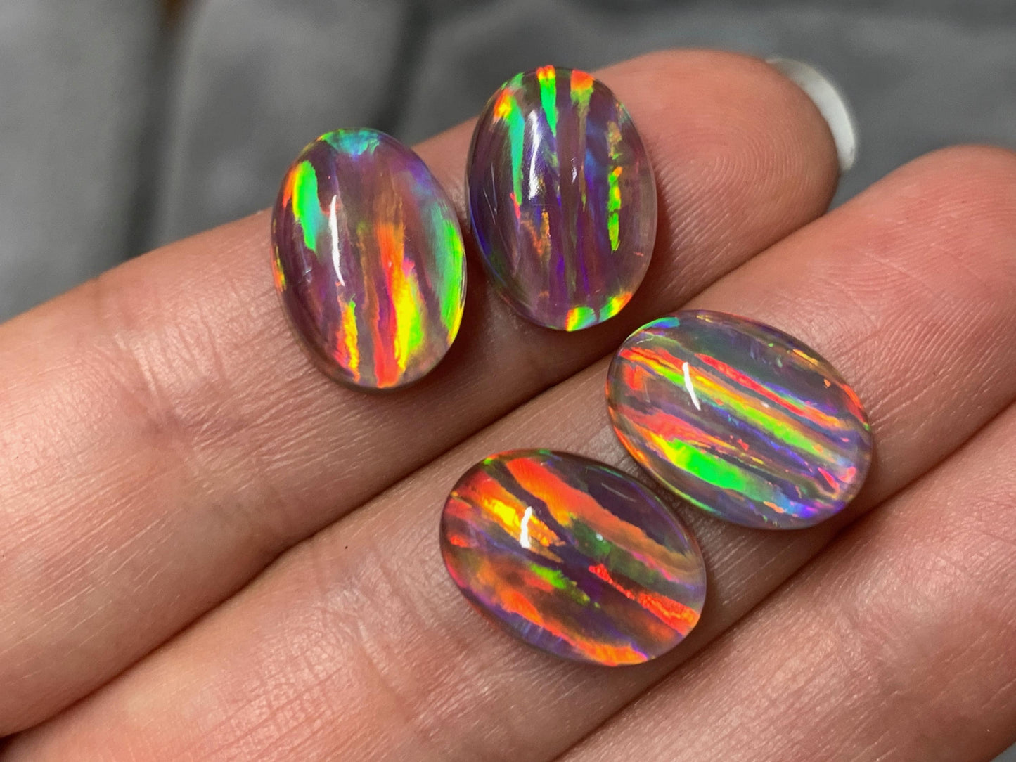 Aurora Opal Oval 10x14mm Cabochon – Rainbow Fire Doublets – Man Made Cabochon *