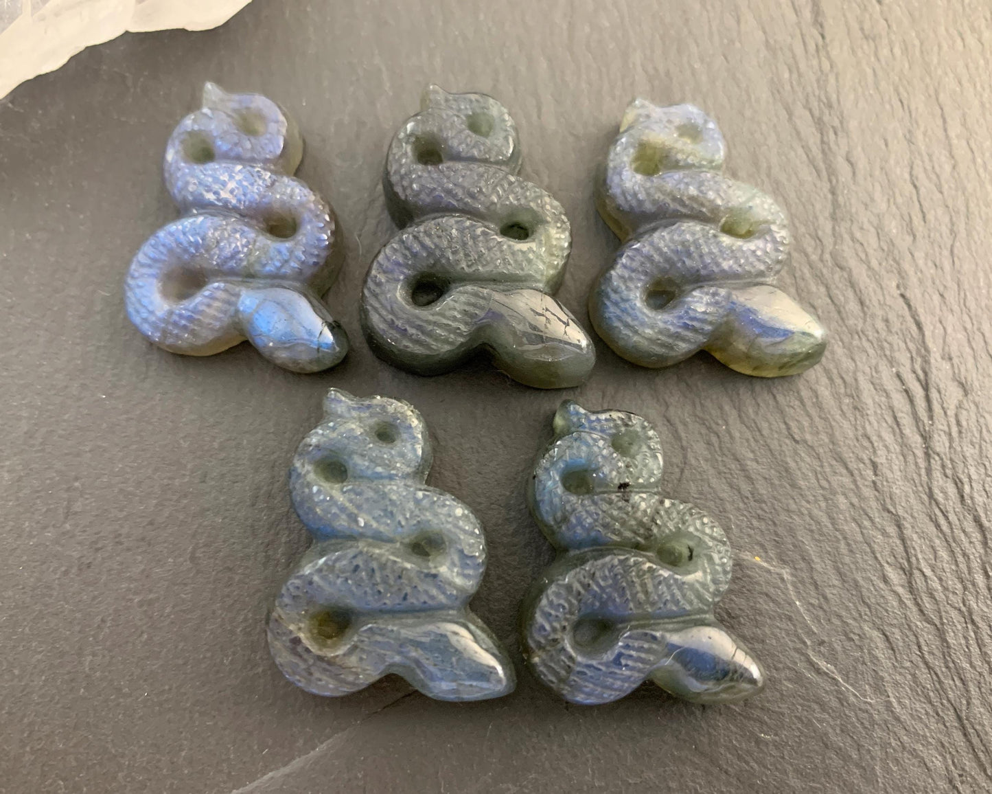 Labradorite snake cabochon - Snake carving