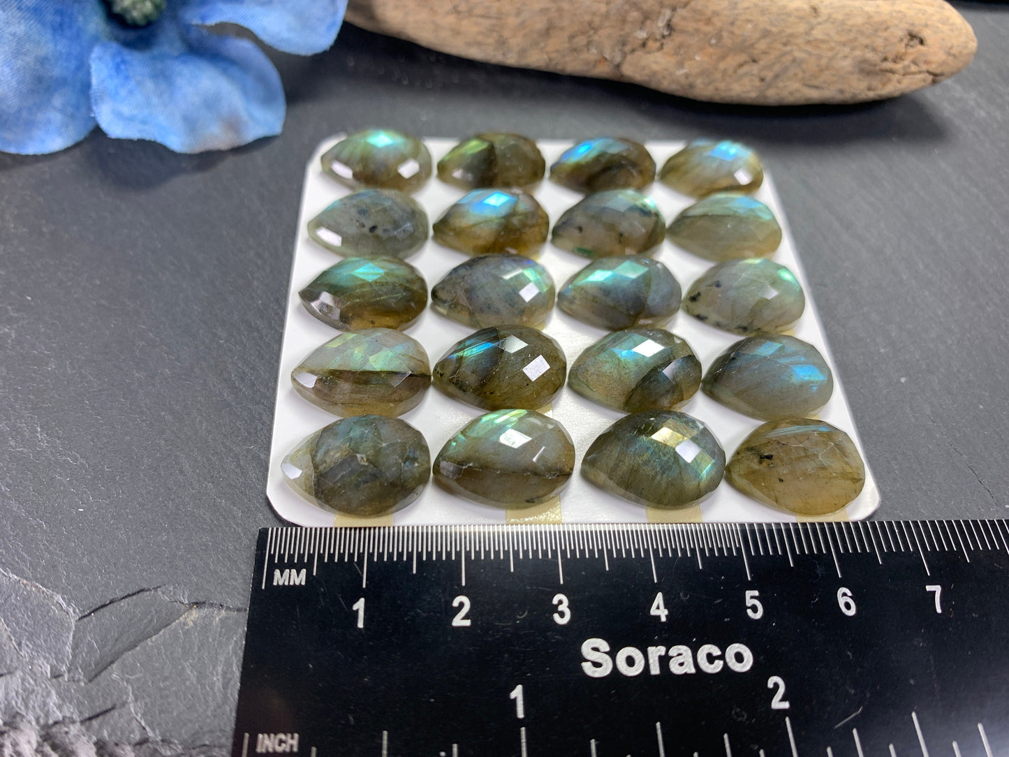 Faceted Labradorite pear 12x16mm Cabochon - Calibrated Cabochons