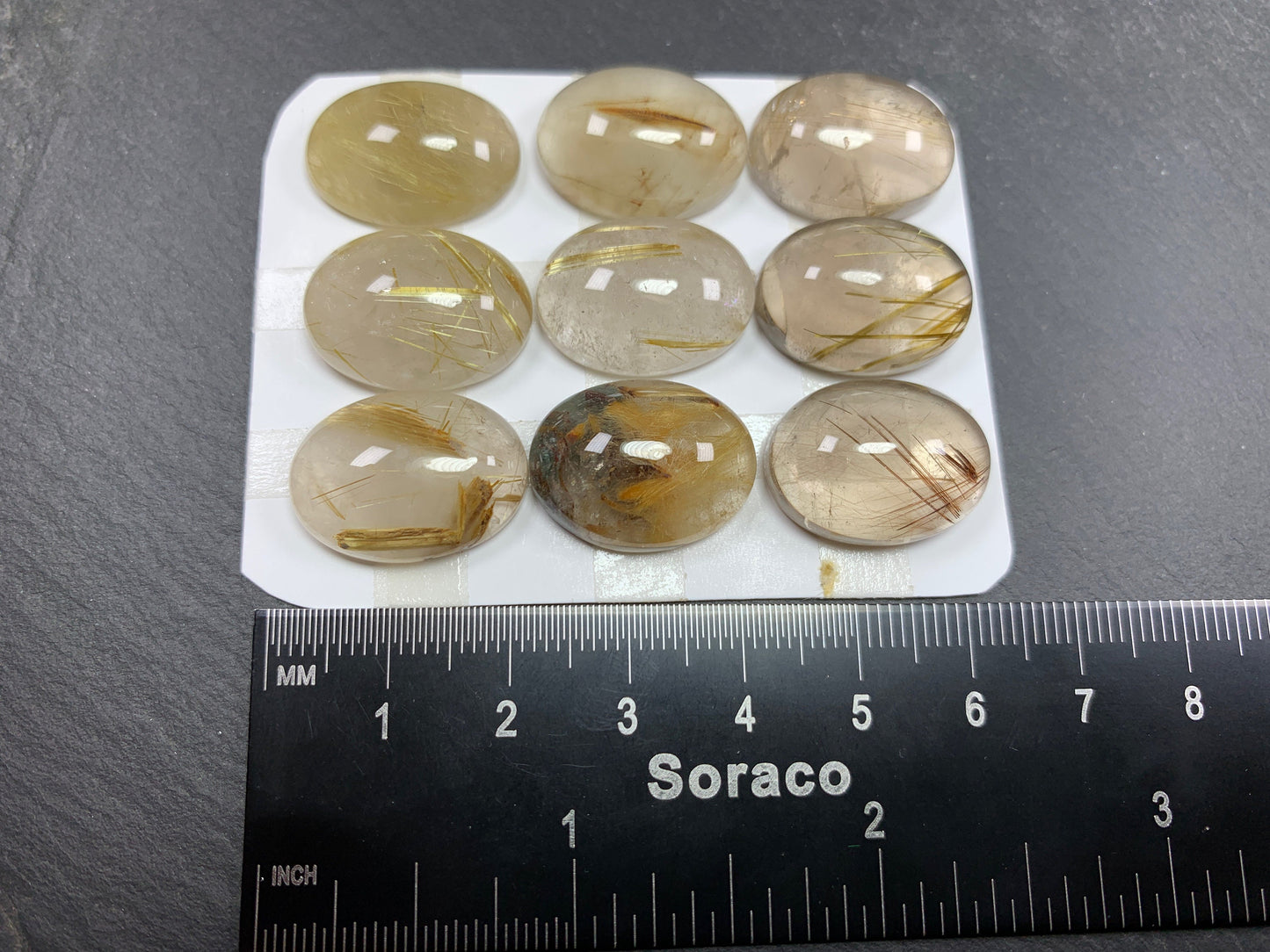 Gold Rutilated Quartz oval 15x20mm cabochon - Calibrated cabochons