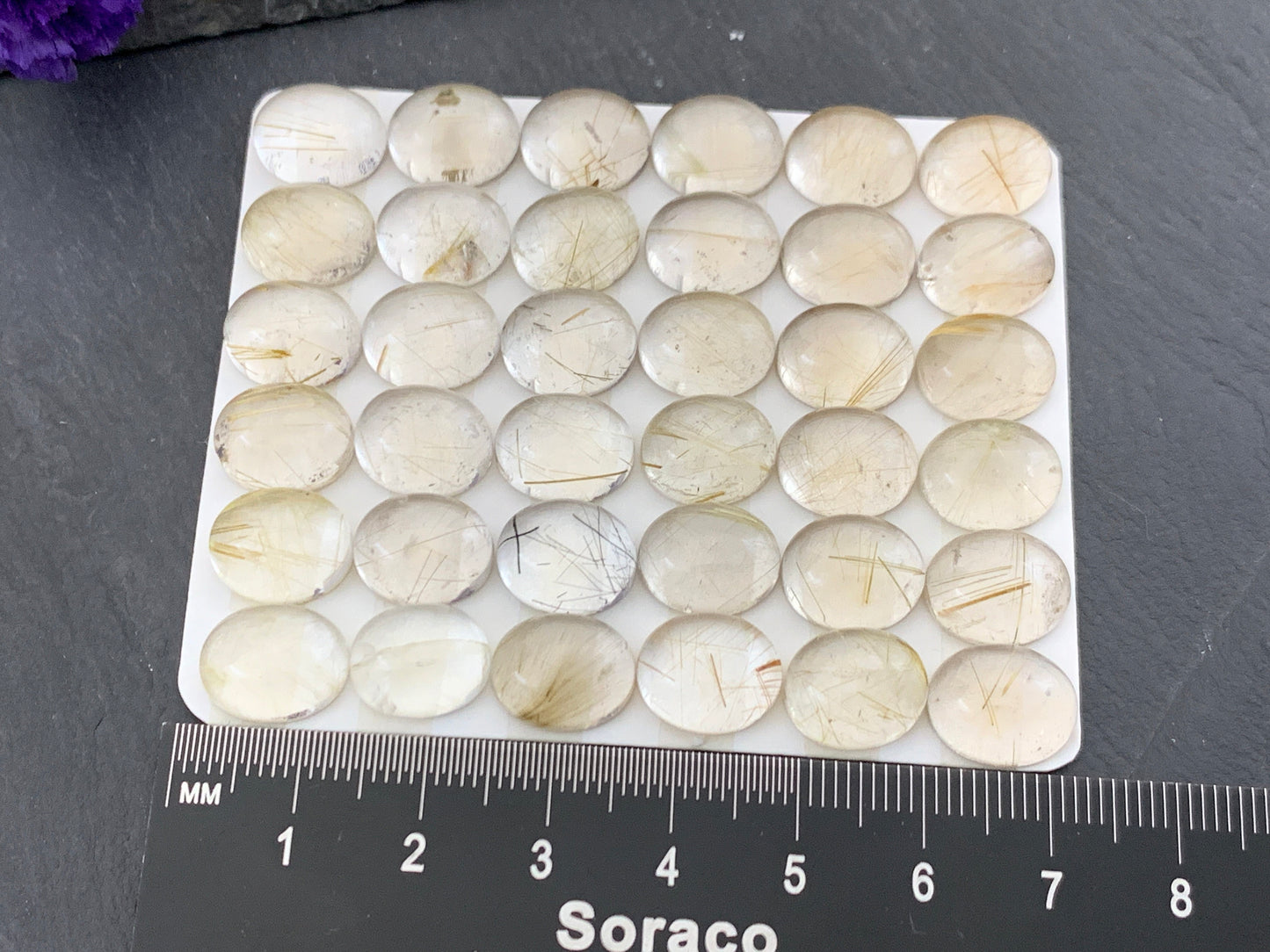 Gold Rutilated Quartz oval 10x12mm cabochon - Calibrated cabochons