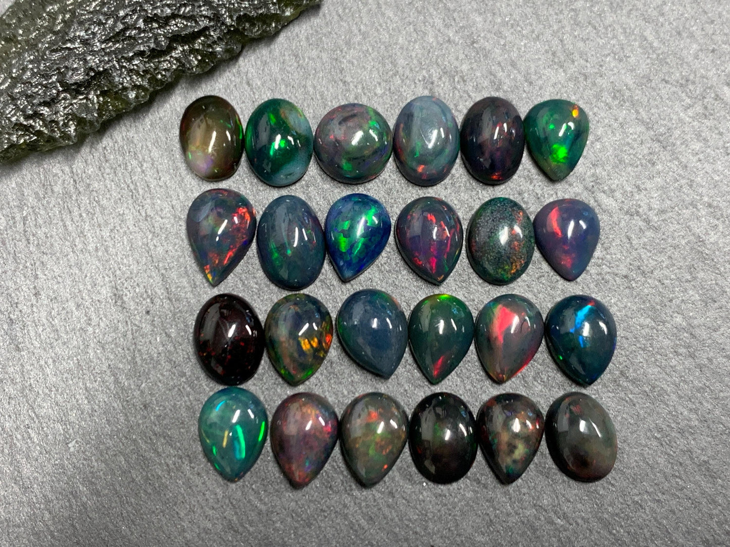 Black Ethiopian Opal 6x8mm cabochon