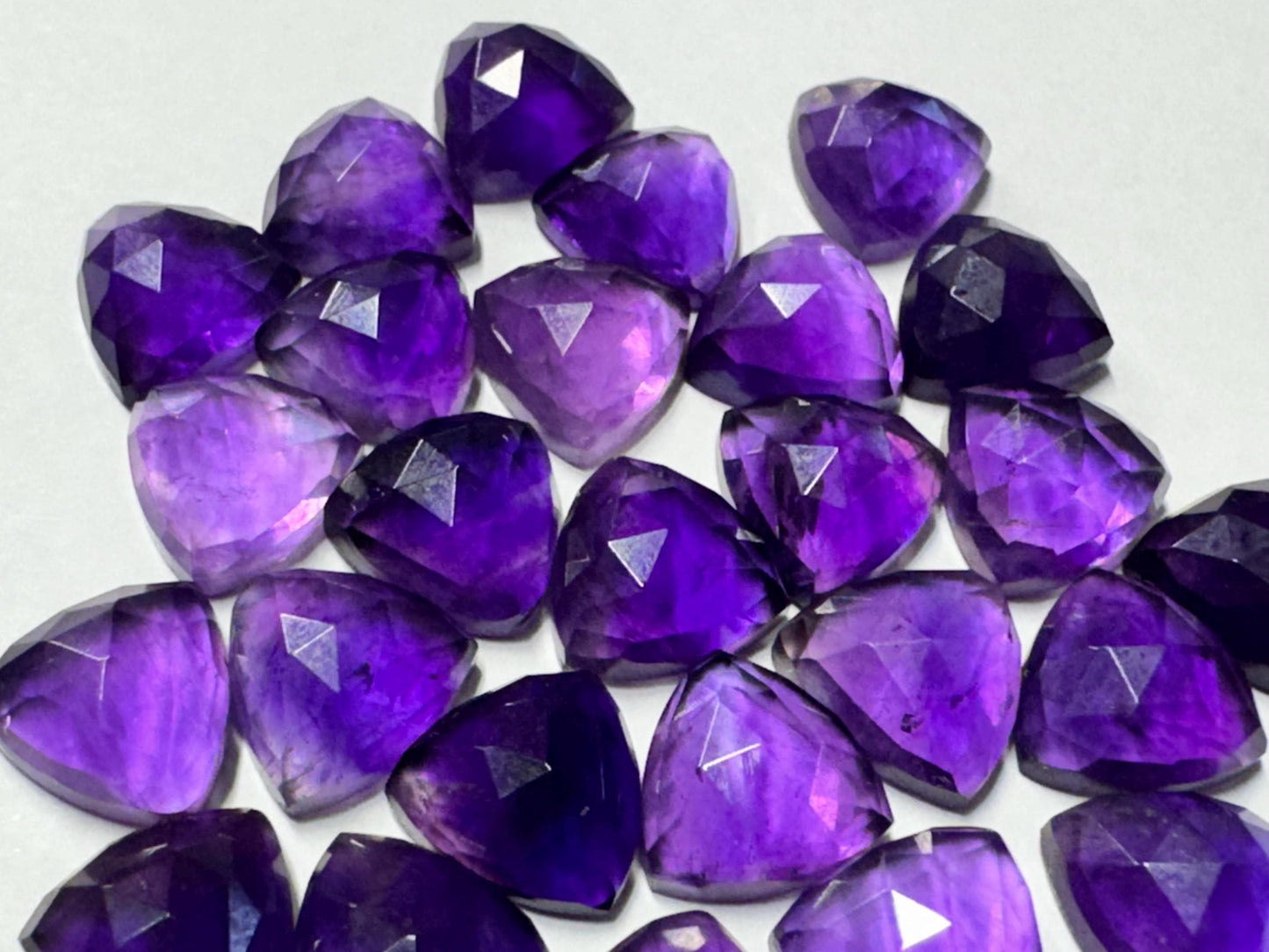 Faceted Amethyst Trillion 10mm Cabochon