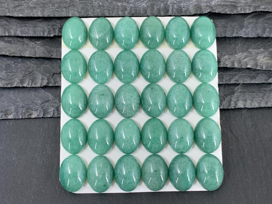 Green Aventurine Cabochon - 12x16mm Oval Calibrated Gemstone for Jewelry Making