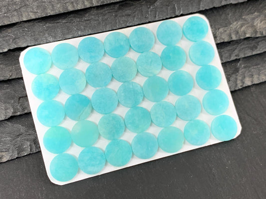 Flat Amazonite round 10mm cabochon - Calibrated cabochons