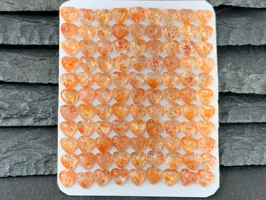 Sunstone heart 5mm cabochon - Calibrated cabochons