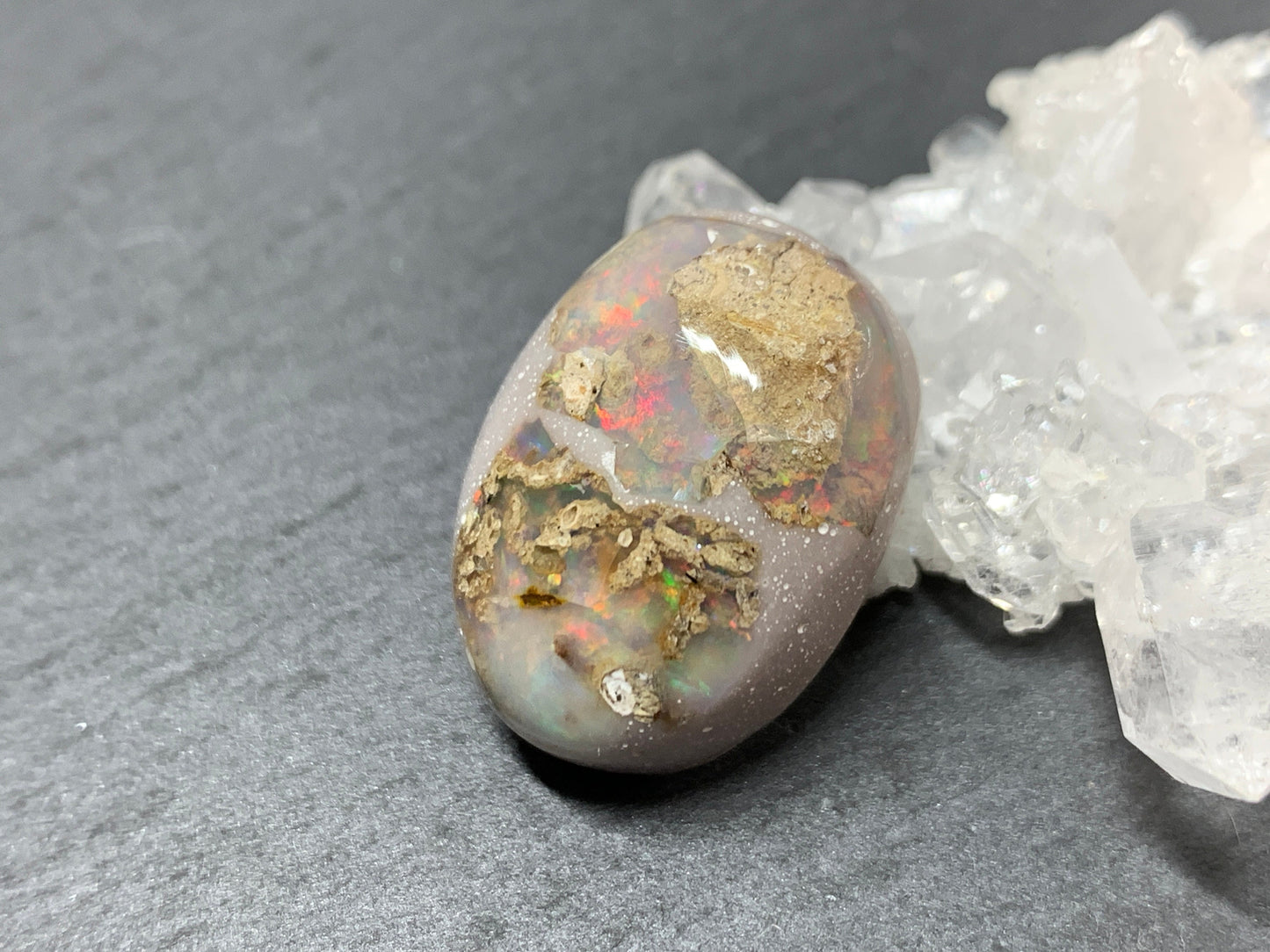 Ethiopian Opal Cabochon – Stabilized Welo Opal with Bright Play of Color - 19x25x10mm