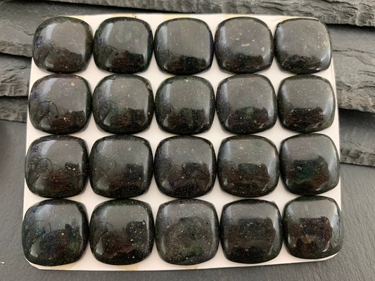 Black Andamooka Opal square cushion 20mm cabochon - Matrix Australian Opal