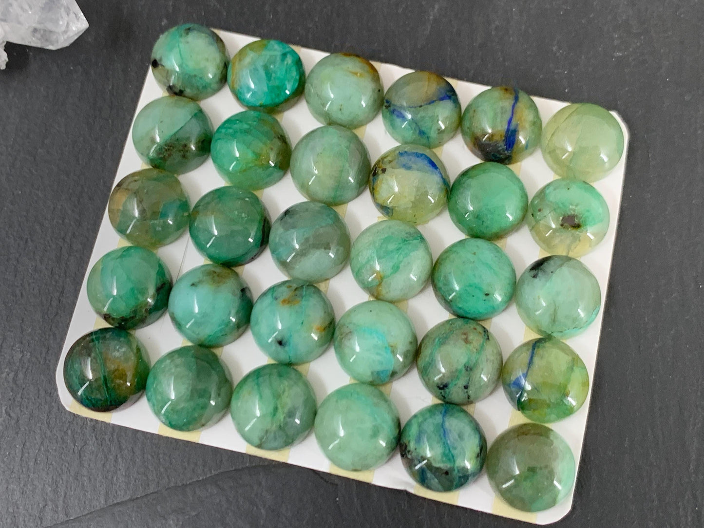 Chrysocolla Quartz round 12mm cabochon - Calibrated cabochons